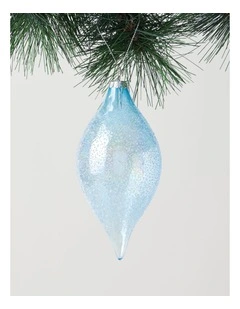 Luxe Christmas Beading Glass Finial Ornament 14cm in Blue