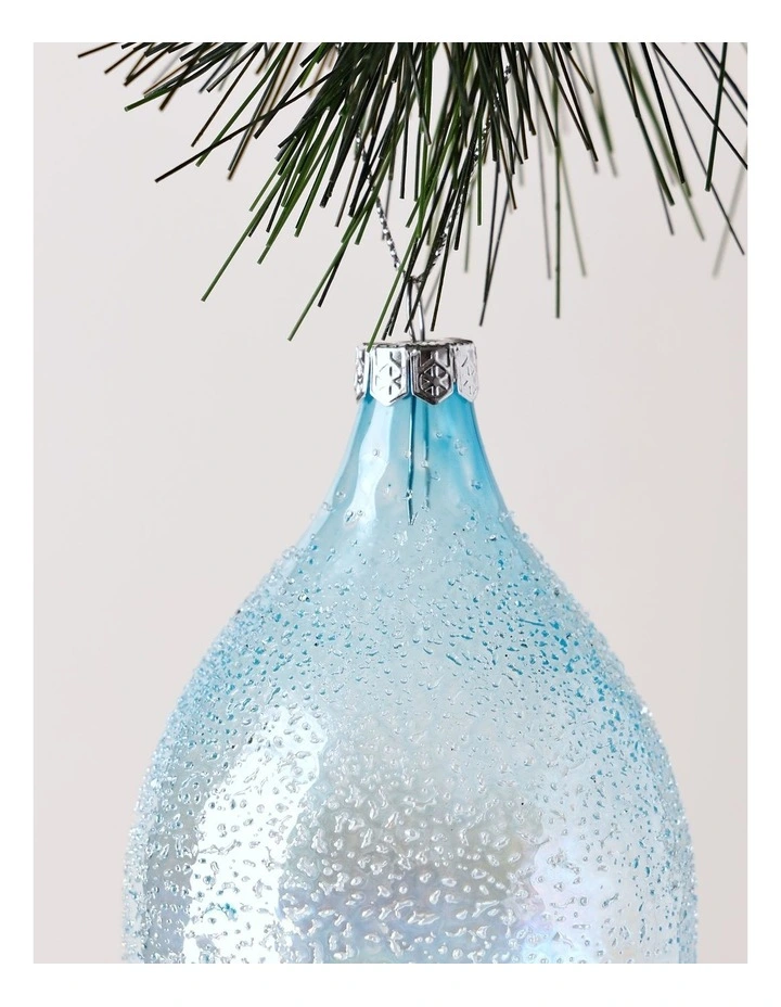 Luxe Christmas Beading Glass Finial Ornament 14cm in Blue image 2