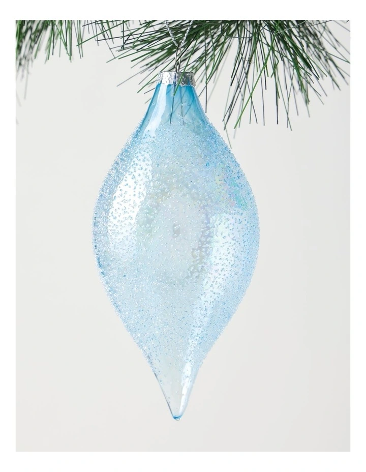 Luxe Christmas Beading Glass Finial Ornament 14cm in Blue image 2