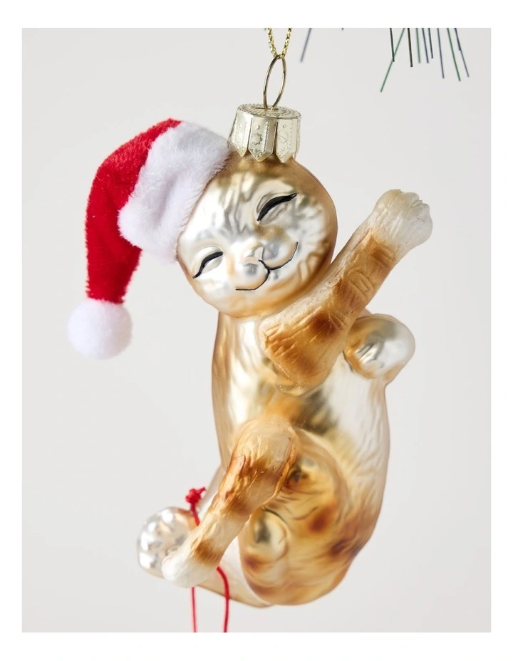Heirloom Christmas Glass Cat Ornament 10cm in Multi image 2