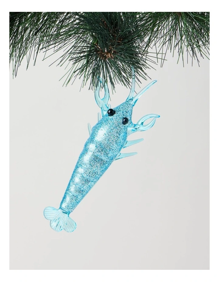 Eucalyptus Christmas Glass Yabby Ornament 8cm in Blue image 1
