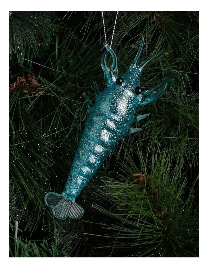 Australian House & Garden Eucalyptus Glass Yabby Ornament 8cm in Blue