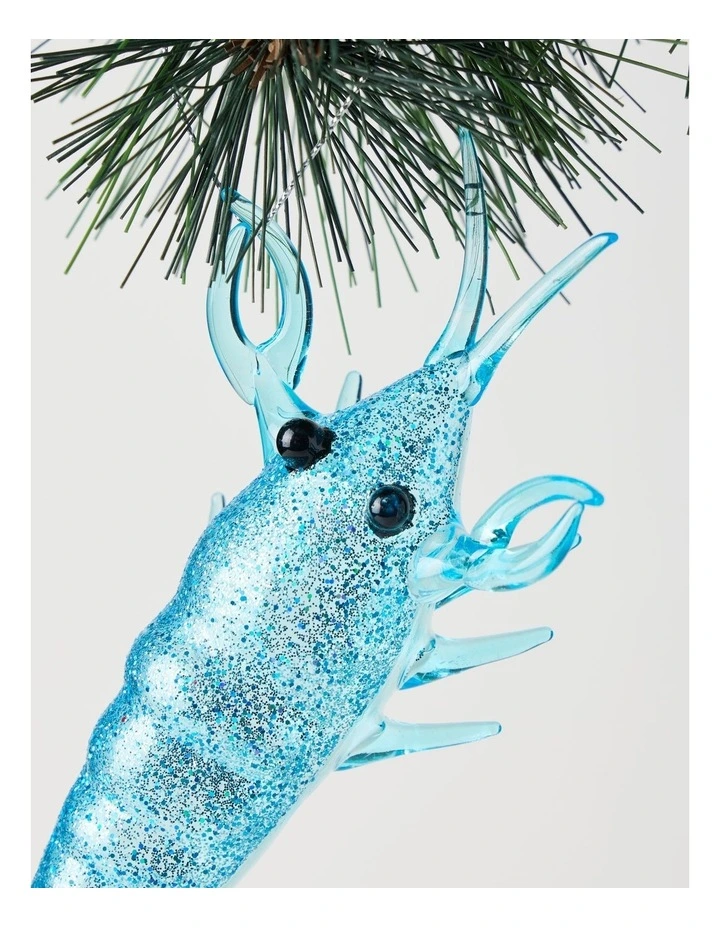 Eucalyptus Christmas Glass Yabby Ornament 8cm in Blue image 2