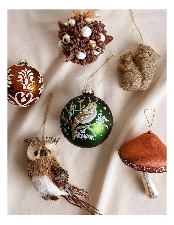 Harvest Christmas Glass Bird Bauble 10cm in Green image 3