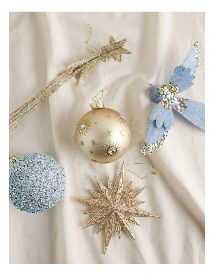 Luxe Christmas Glass Sun & Moon Bauble 10cm in Champagne image 3