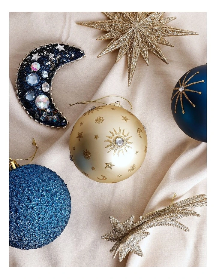 Luxe Christmas Glass Sun & Moon Bauble 10cm in Champagne image 3