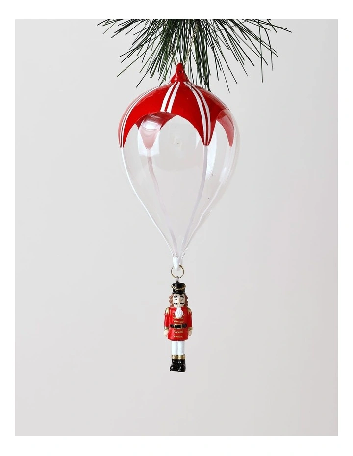 Heirloom Christmas Glass Hot Air Balloon withBasket 17cm in Red image 1