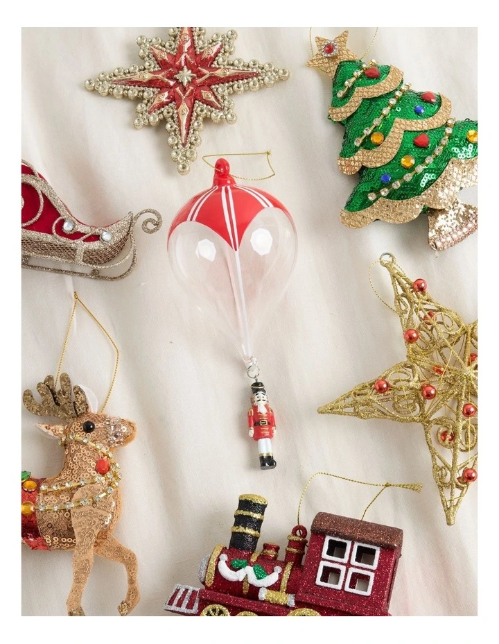 Heirloom Christmas Glass Hot Air Balloon with Basket 17cm in Red image 3