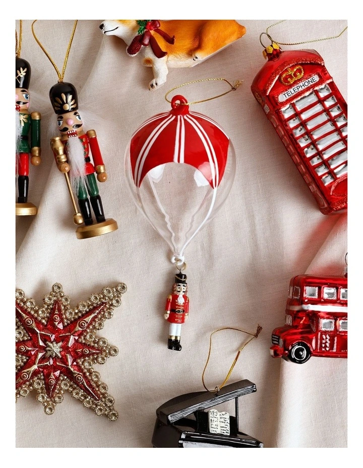 Heirloom Christmas Glass Hot Air Balloon withBasket 17cm in Red image 3