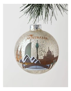 Eucalyptus Christmas Mercerised Glass Australia Bauble 9cm in Green