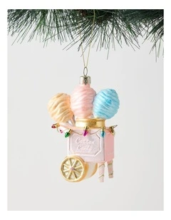Nostalgia Christmas Glass Cotton Candy Stand Ornament 12cm in Multicolour