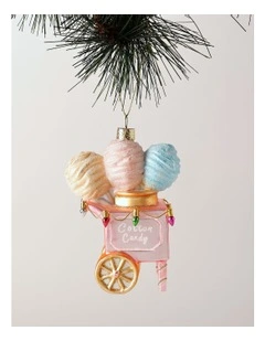 Candyland Christmas Glass Cotton Candy Stand Ornament 12cm in Multicolour