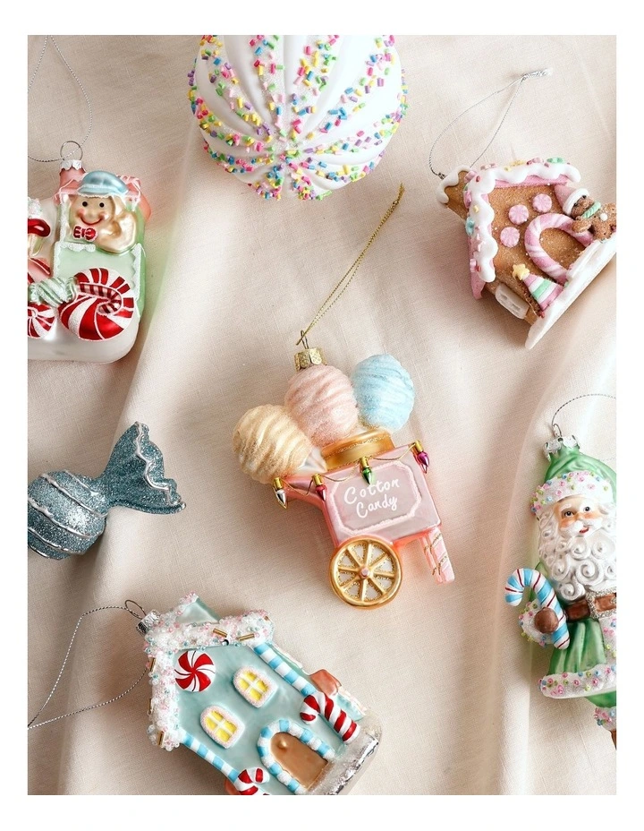 Candyland Christmas Glass Cotton Candy Stand Ornament 12cm in Multicolour image 4