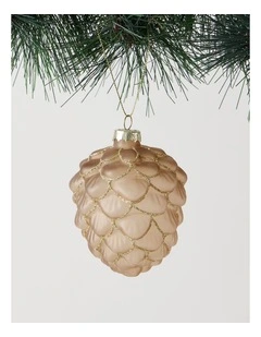 Harvest Christmas Glass Glitter Acorn Ornament 9cm in Brown