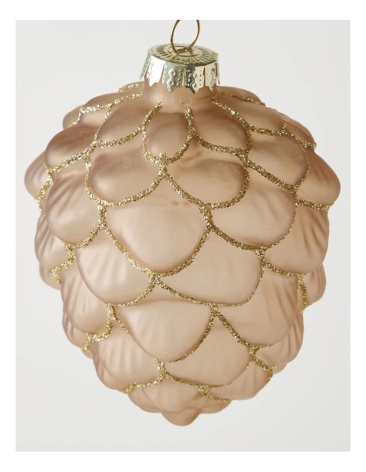 Harvest Christmas Glass Glitter Acorn Ornament 9cm in Brown image 2