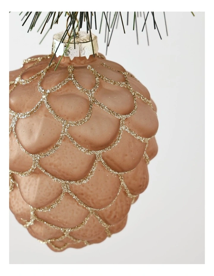 Harvest Christmas Glass Glitter Acorn Ornament 9cm in Brown image 2