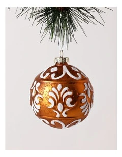 Harvest Christmas Glass Gingerbread Bauble 8cm in Brown