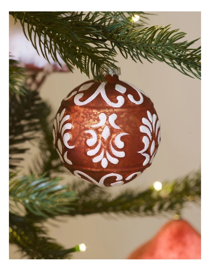 Harvest Christmas Glass Gingerbread Bauble 8cm in Brown image 3