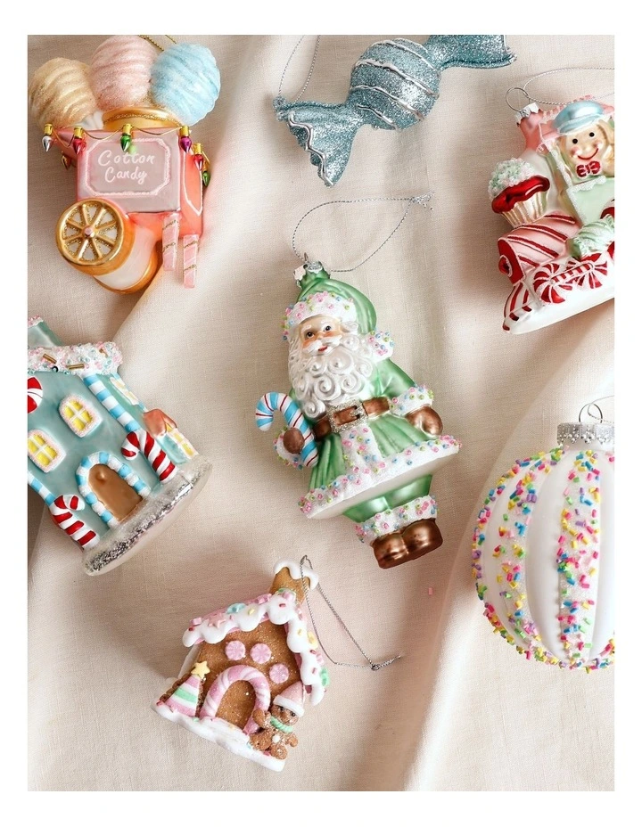 Candyland Christmas Glass Candy Santa Ornament 15cm in Mint image 4