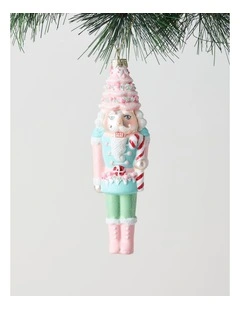 Nostalgia Christmas Glass Nutcracker Ornament 17cm in Multicolour