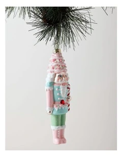 Candyland Christmas Glass Nutcracker Ornament 17cm in Multicolour