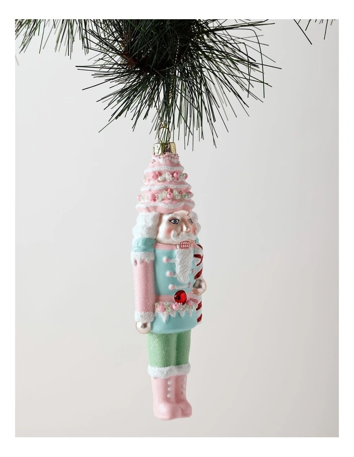 Candyland Christmas Glass Nutcracker Ornament 17cm in Multicolour image 1