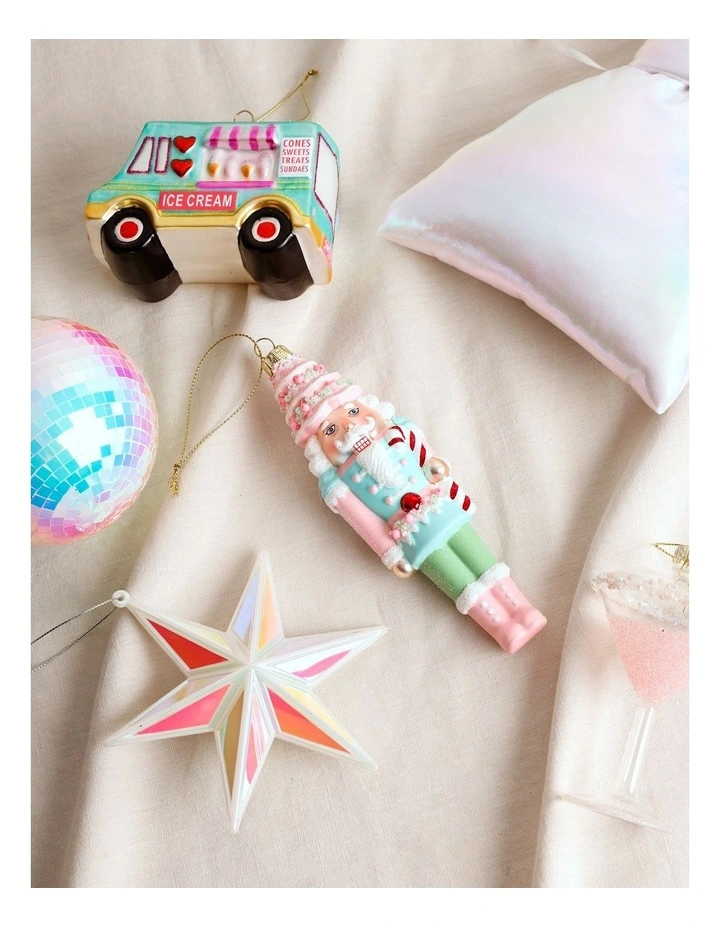 Candyland Christmas Glass Nutcracker Ornament 17cm in Multicolour image 3