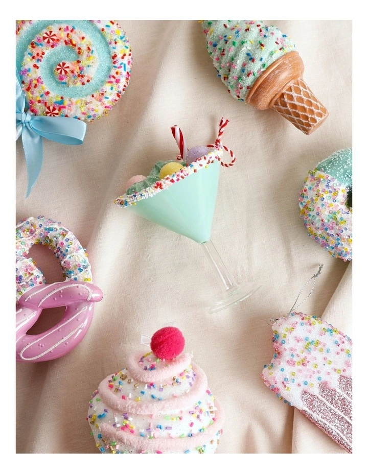 Candyland Christmas Glass Candy Cocktail Ornament 12.7cm in Pale Green image 3