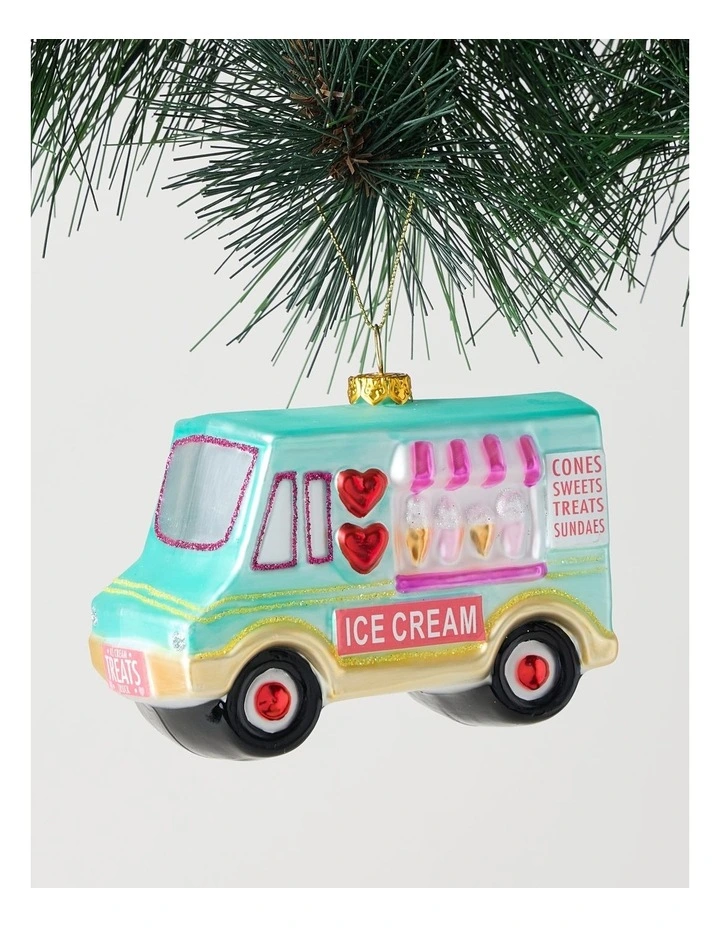 Nostalgia Christmas Glass Ice Cream Truck Ornament 11.5cm in Multicolour image 1