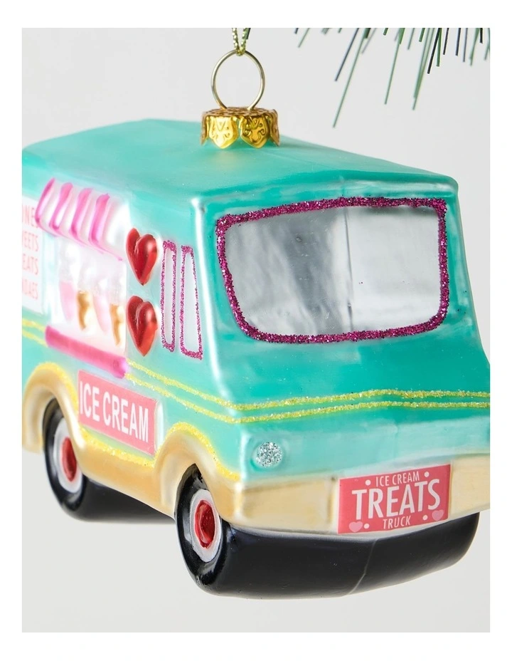 Nostalgia Christmas Glass Ice Cream Truck Ornament 11.5cm in Multicolour image 2
