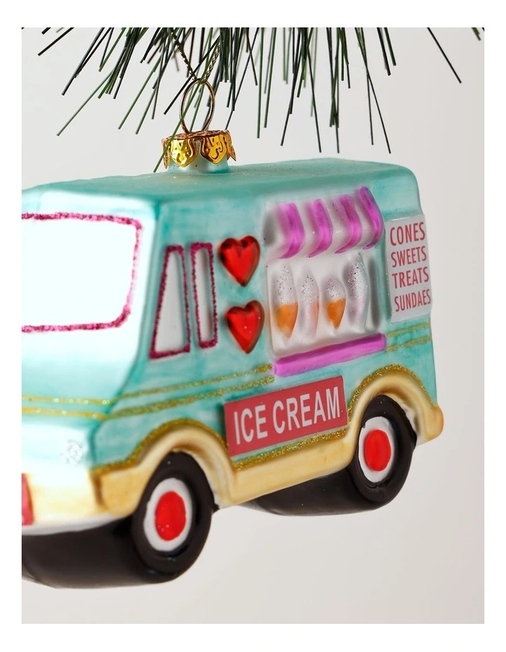 Candyland Christmas Glass Ice Cream Truck Ornament 11.5cm in Multicolour image 2