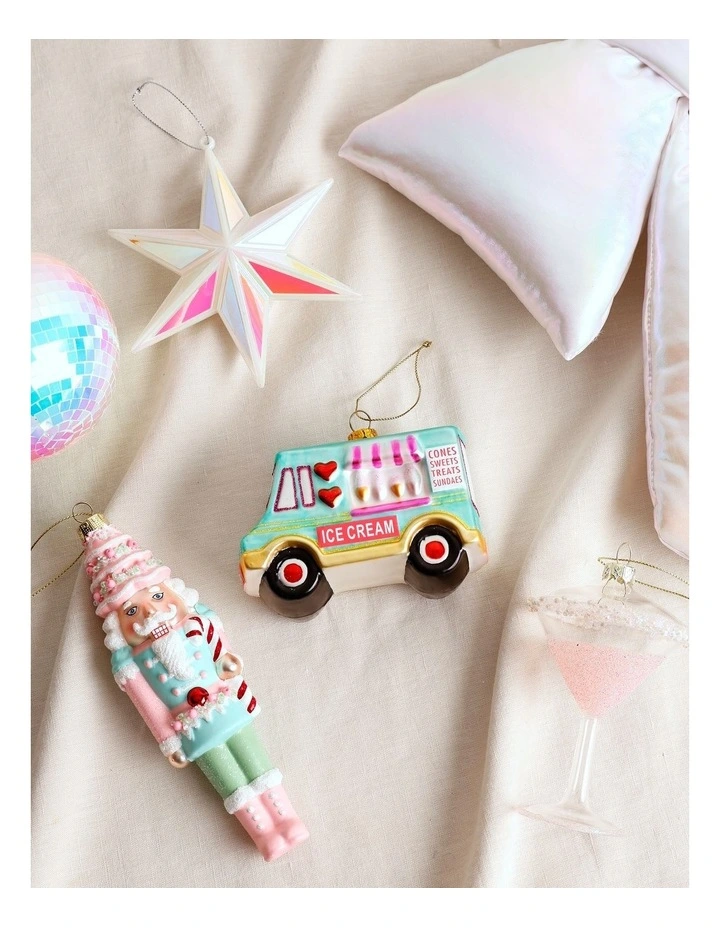 Candyland Christmas Glass Ice Cream Truck Ornament 11.5cm in Multicolour image 4