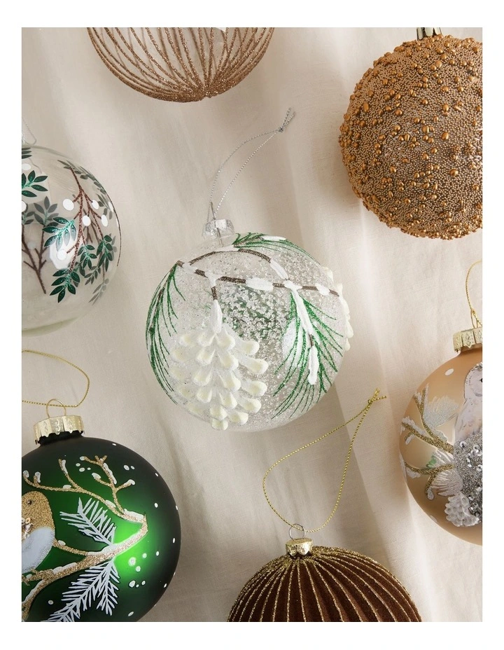 Harvest Christmas Glass Pinecone Bauble 10cm in Brown image 3
