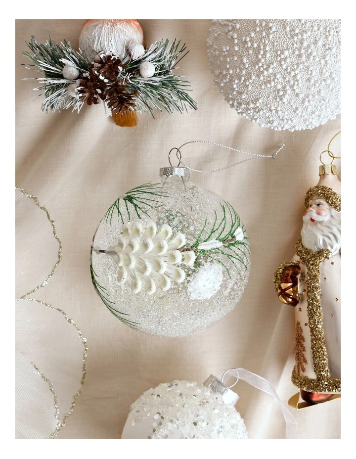 Harvest Christmas Glass Pinecone Bauble 10cm in Brown image 3