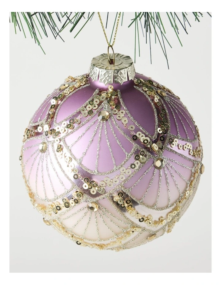 Luxe Christmas Glass Art Deco Ombre Bauble 10cm in Pink image 2
