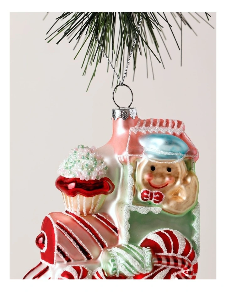 Candyland Christmas Glass Candy Train Ornament 10cm in Green image 2
