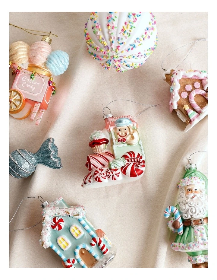 Candyland Christmas Glass Candy Train Ornament 10cm in Green image 4