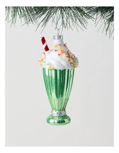 Nostalgia Christmas Glass Milkshake Ornament in Green: 14cm