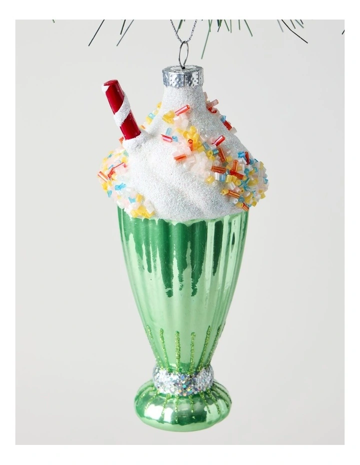 Nostalgia Christmas Glass Milkshake Ornament in Green: 14cm image 2