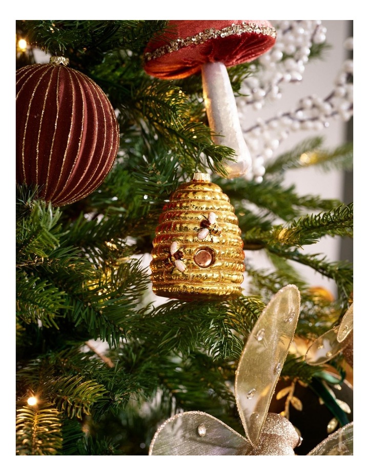 Harvest Christmas Glass Honeycomb Beehive Ornament in Yellow: 9cm image 2