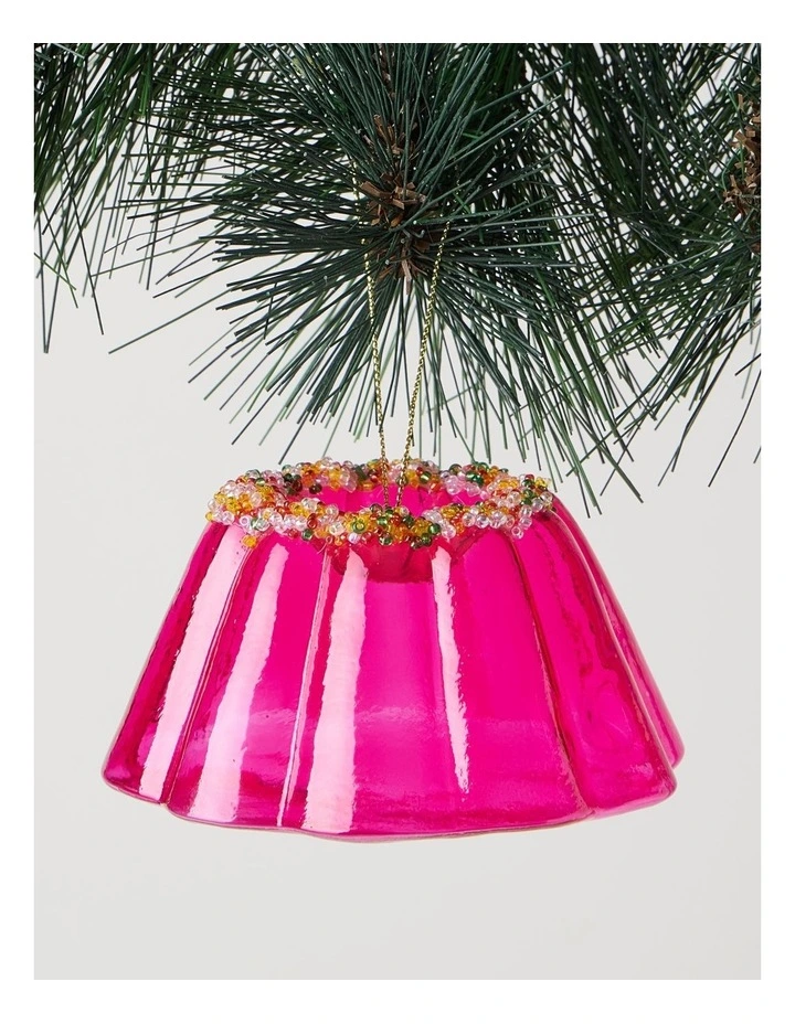 Nostalgia Christmas Glass Jelly with Beads Ornament in Pink: 10cm image 1