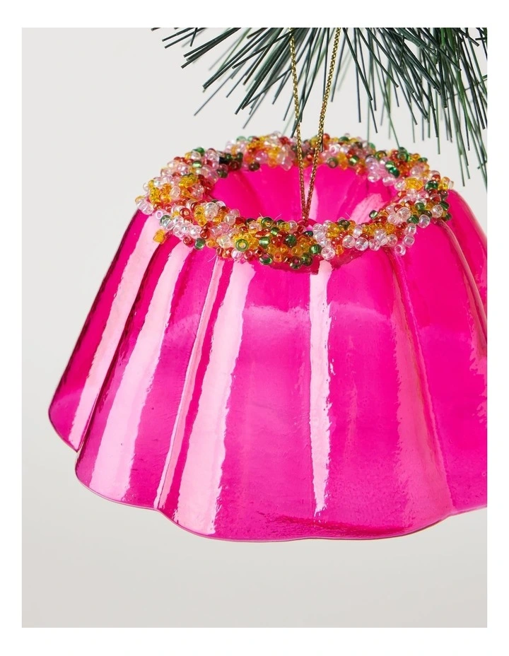 Nostalgia Christmas Glass Jelly with Beads Ornament in Pink: 10cm image 3