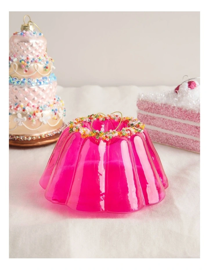 Nostalgia Christmas Glass Jelly with Beads Ornament in Pink: 10cm image 4