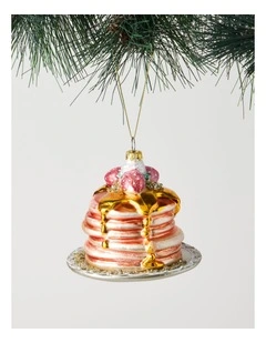 Nostalgia Christmas Glass Pancake Stack Ornament in Brown: 10cm
