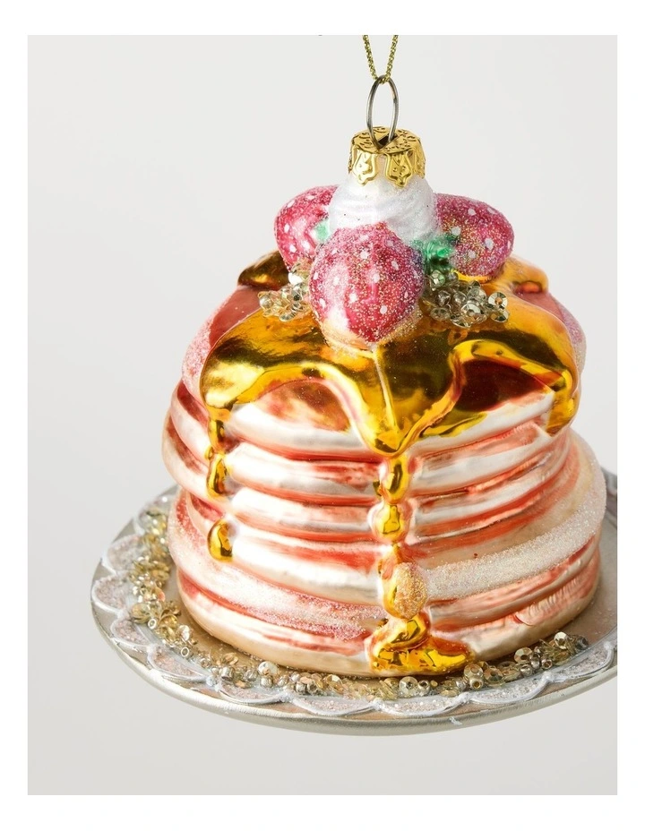Nostalgia Christmas Glass Pancake Stack Ornament in Brown: 10cm image 3