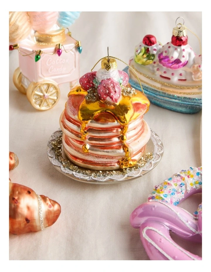 Nostalgia Christmas Glass Pancake Stack Ornament in Brown: 10cm image 4