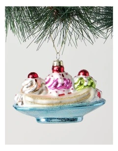 Nostalgia Christmas Glass Banana Split Ornament in Multi: 10cm