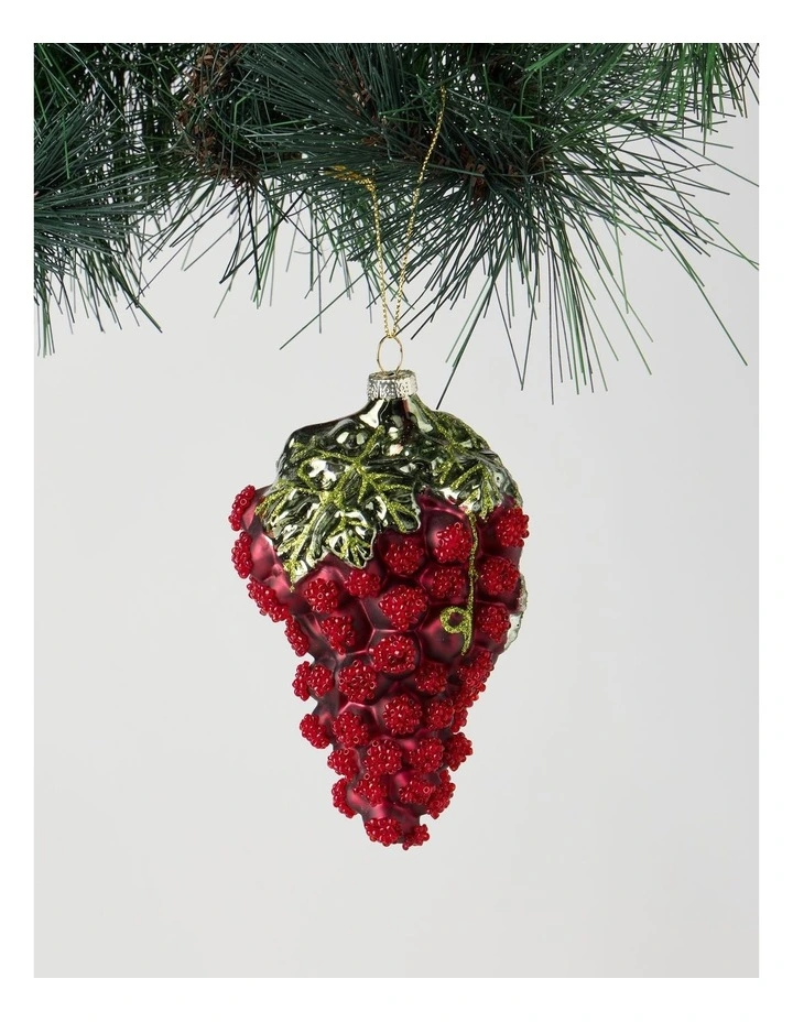 Heirloom Glass Grape Ornament in Red: 13cm image 1