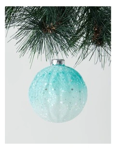 Glass Bauble in Blue: 8cm