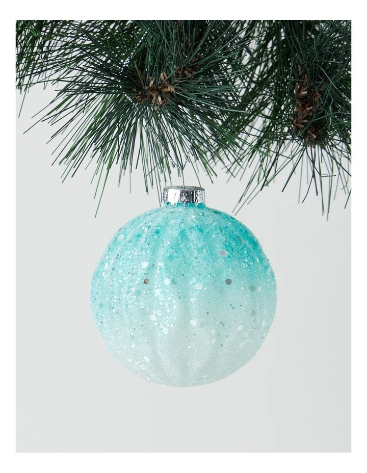 Glass Bauble in Blue: 8cm image 1